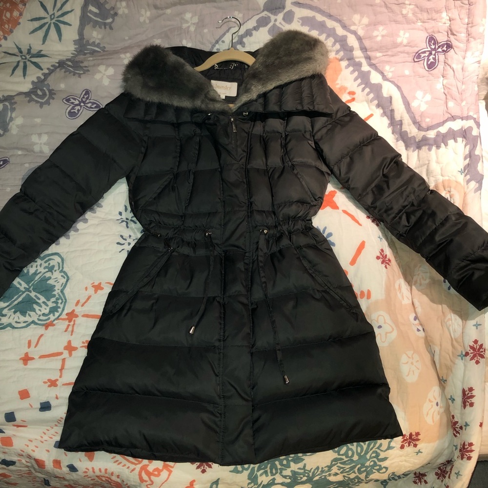 Winter Puffer Coat with Faux Fur Hood